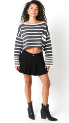Carter Grey Striped Cropped Sweater