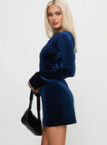 Syrene Long Sleeve Velvet Mini Dress Navy