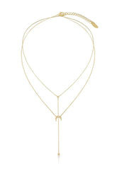 Dainty Gold Layered Crescent Moon Necklace Set