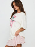 Lassie Girl Oversized Graphic Top Cream
