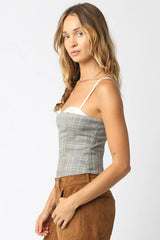 Kendall Grey Plaid Bustier Corset Top