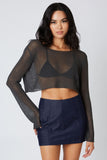 Jennifer Pewter Sheer Knit Crop Top