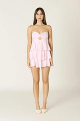 Charlotte Light Pink Strapless Ruffle Mini Dress