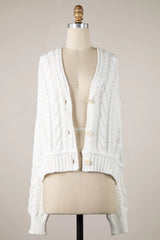 Chilton White Cable Knit Cardigan Sweater