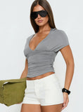 Osari Ruched Short Sleeve Jersey Top Grey