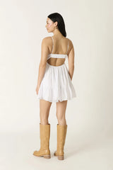 Esther White Twist Babydoll Mini Dress