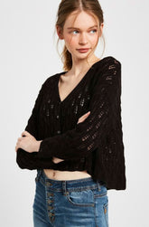 Vanessa Black Cropped Cardigan Sweater