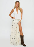 Cinnamon Embroidered Maxi Skirt Cream Navy