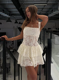 True Connections Lace Playsuit Cream