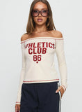 Athletics Club Long Sleeve Graphic Top Cream Red