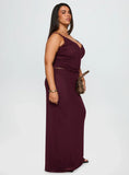 Reiko Lace Trim Tie Front Maxi Set Burgundy Curve