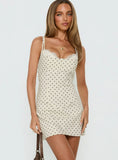 Italiana Layered Lace Mini Dress Cream Polka Dot