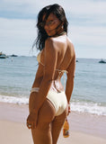 Calbira Button Detail Cheeky Bikini Bottoms Butter