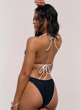 Jenner Triangle Bikini Top Black White