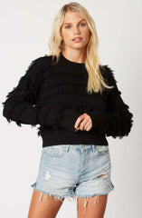 Hailey Black Fringe Sweater