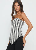 Palo Alto Strapless Scarf Top Black White Stripe