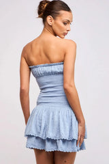 Lyla Blue Strapless Drop Waist Mini