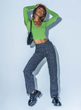 Text Me High Rise Straight Leg Jeans Black
