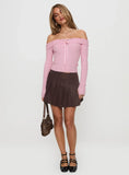 Nighttime Off Shoulder Knit Top Pink