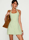 Mallorie Halter Mini Dress Green Check