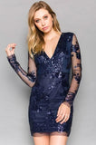 Victoria Navy Sequin Mini Dress