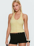Eye Candy Ruched Halter Top Lemon