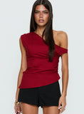 Kaylani One Shoulder Drape Top Burgundy
