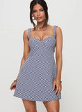 Mcbeath Mini Dress Navy Check