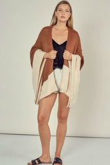 San Mateo Mocha Colorblock Poncho Cardigan
