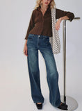 Kellsie High Rise Wide Leg Jeans Dark Blue Wash