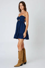 Argie Navy Strapless Romper