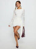 Oliwyn Long Sleeve Lace Mini Dress White