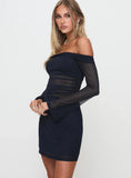Blueprint Mesh Long Sleeve Mini Dress Navy