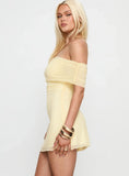 Dayanna Off Shoulder Mesh Mini Dress Lemon
