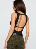 Midnight In Paris Backless Bodysuit Black