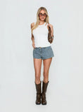 Dreamful Low Rise Mini Denim Shorts Blue Stripe