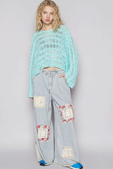 Carmen Aqua Oversized Sheer Sweater