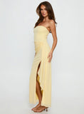 Analeah Strapless Maxi Dress Lemon Yellow