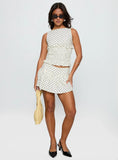 Tovie Frill Linen Blend Skort Cream Polka Dot