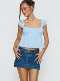 Warna Low Rise Denim Mini Skirt Mid Blue Wash