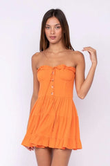 Garden Charm Orange Strapless Dress
