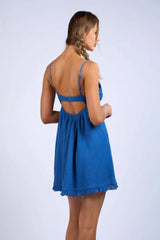 Corfu Paradise Blue Babydoll Mini Dress