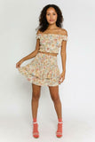 Lizza Taupe Floral Two Piece Ruffle Mini Dress