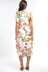 All In Bloom Cream Floral Print Midi Wrap Dress