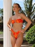 Calbira Bandeau Bikini Top Orange Hibiscus
