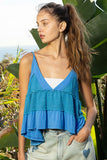 Luv Pacific Blue V Neck Tank Top