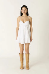 Esther White Twist Babydoll Mini Dress
