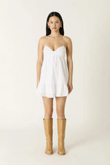 Esther White Twist Babydoll Mini Dress