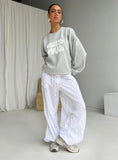 Princess Polly Crew Neck Sweatshirt Bubble Text Grey Cloud White
