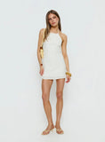 Abria Halter Textured Mini Dress White